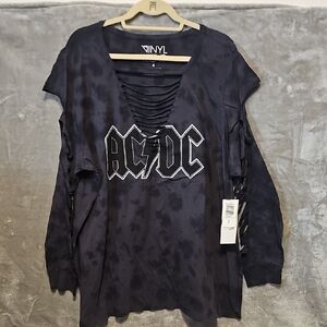 NWT Torrid AC/DC tiedye Cutout LS Knit Top Sz 4x